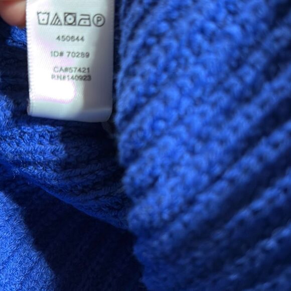 Loft Shaker Chunky Knit Open Back Keyhole  Side Slit Sweater Cobalt Blue S - Picture 14 of 14